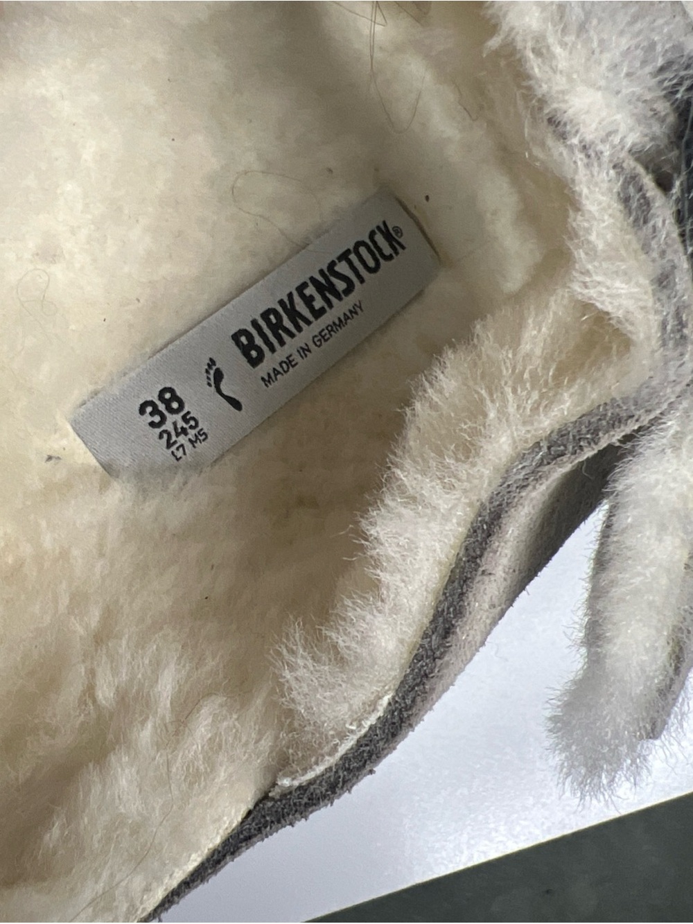 Birkenstock Arizona Shearling Sandals Women's 38 Grey Suede Slides NWOT - Picture 7 of 8
